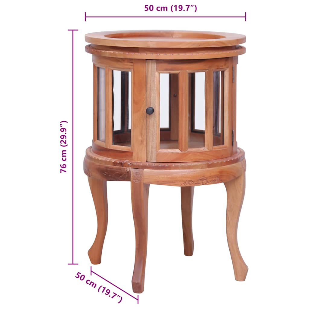 Vitrineskap naturell 50x50x76 cm heltre mahogni
