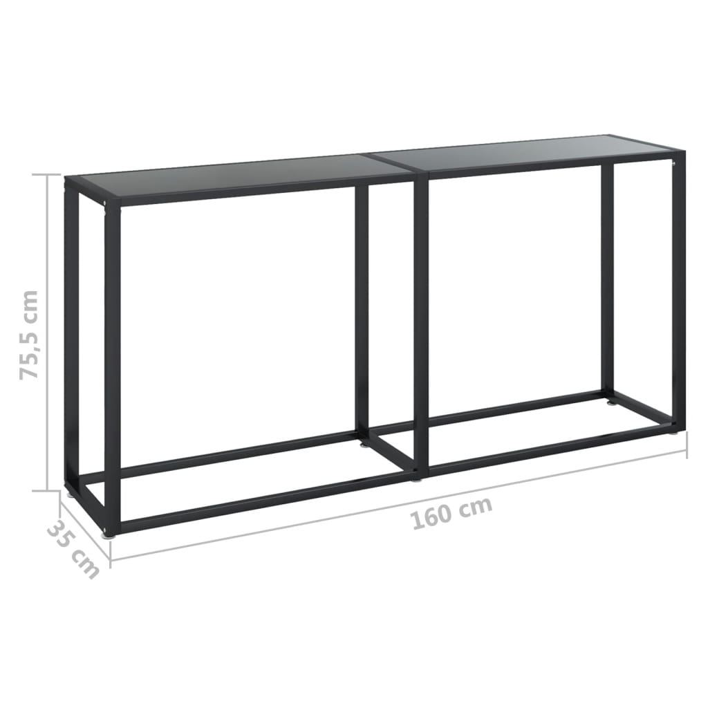 Avlastningsbord Konsollbord Svart 160x35x75,5 cm herdet glass