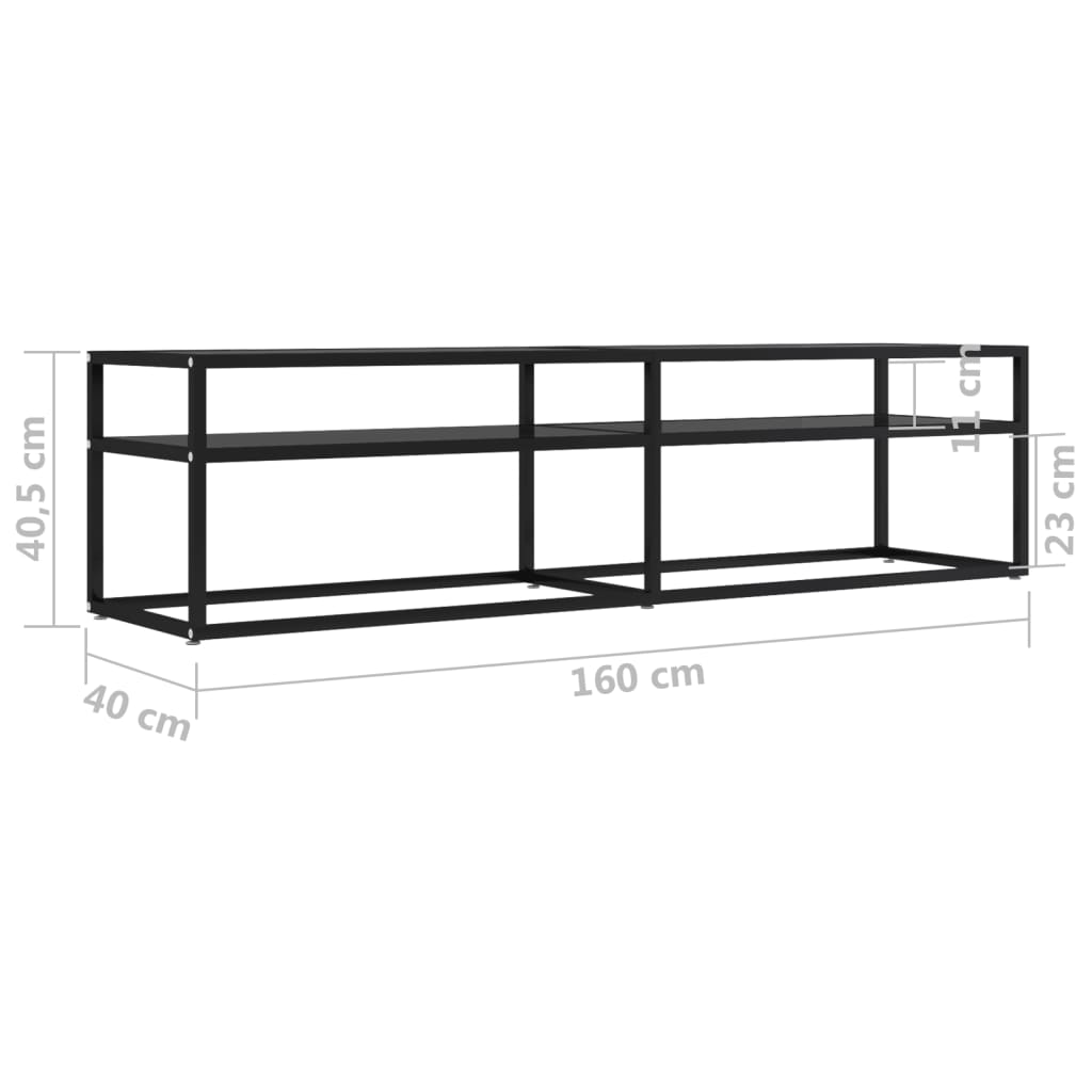 TV-Møbel Svart TV-benk 160x40x40,5 cm herdet glass