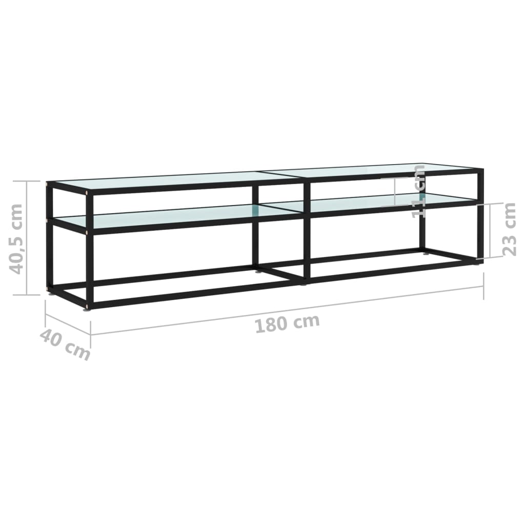 TV-Møbel Hvit TV-benk marmor 180x40x40,5 cm herdet glass