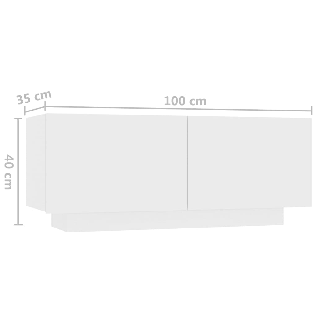 TV-Møbel Hvit TV-benk med LED-lys 180x35x40 cm