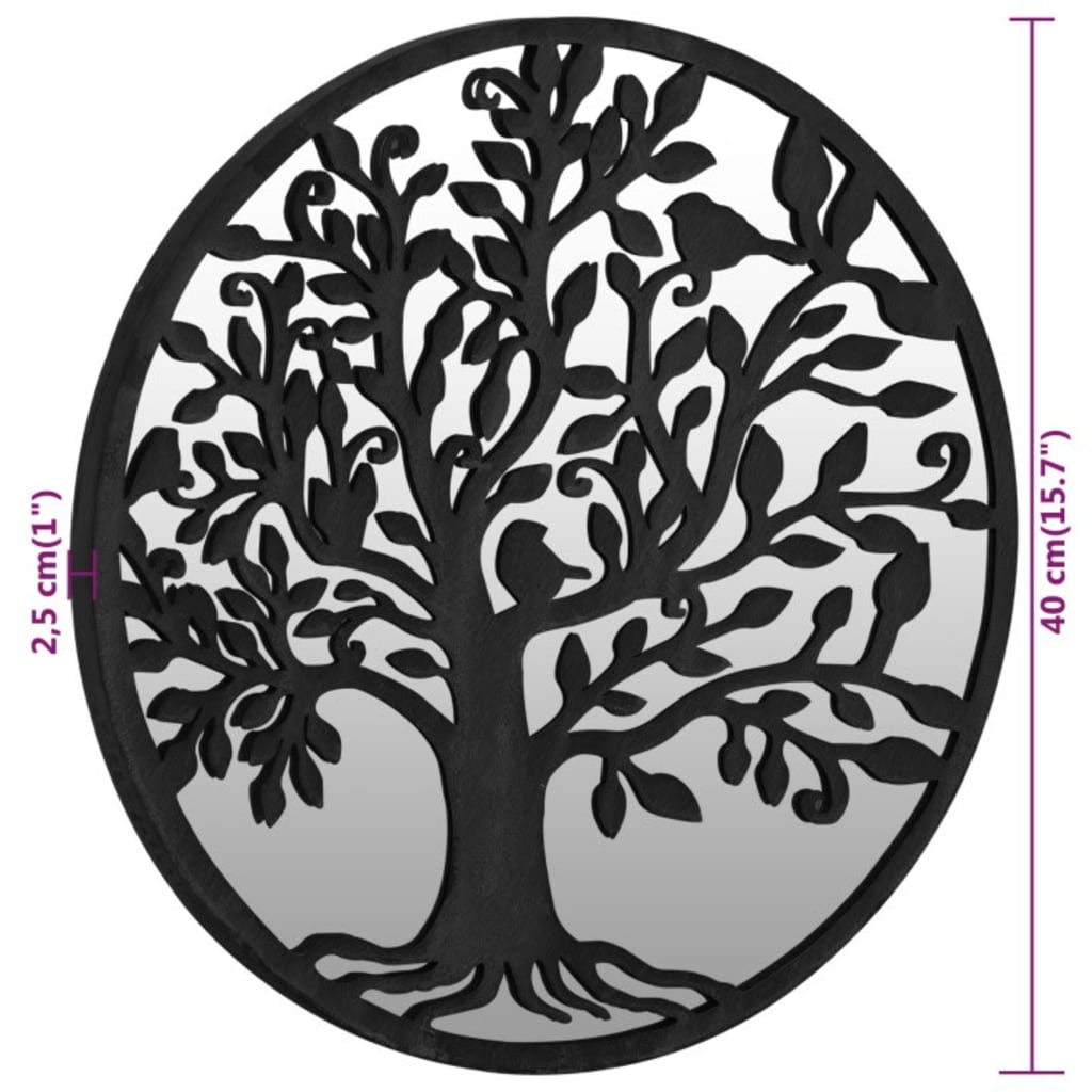 Veggspeil Svart 40x2,5 cm jern