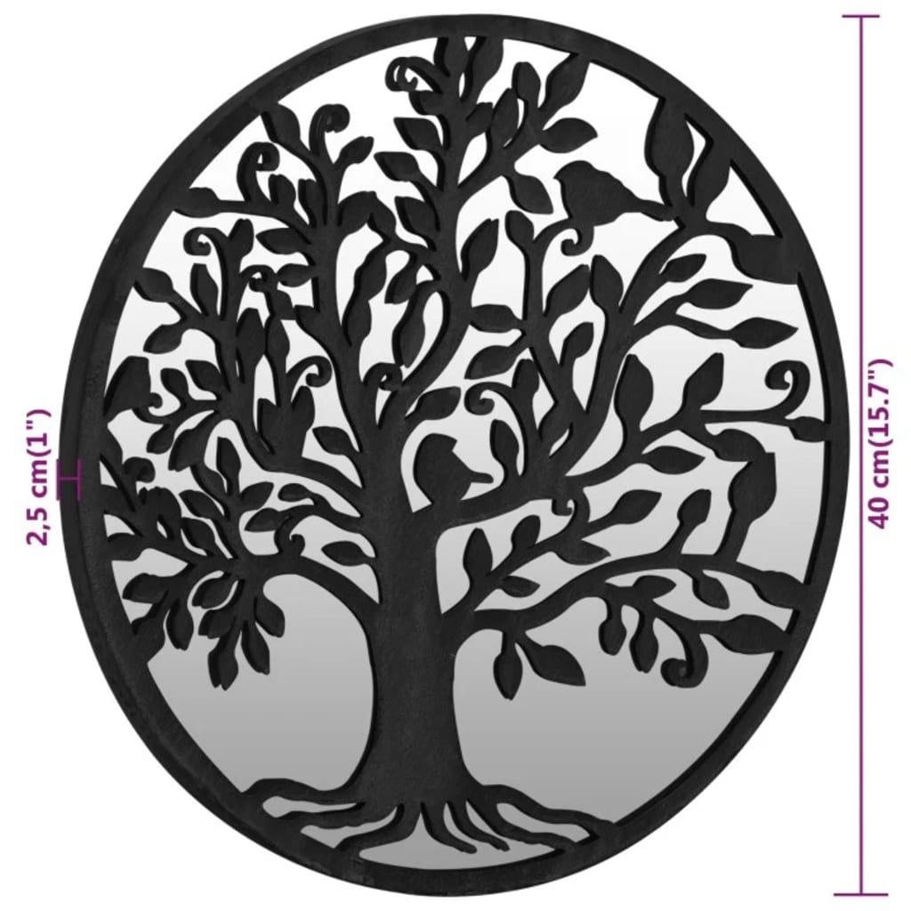 Veggspeil Svart 40x2,5 cm jern