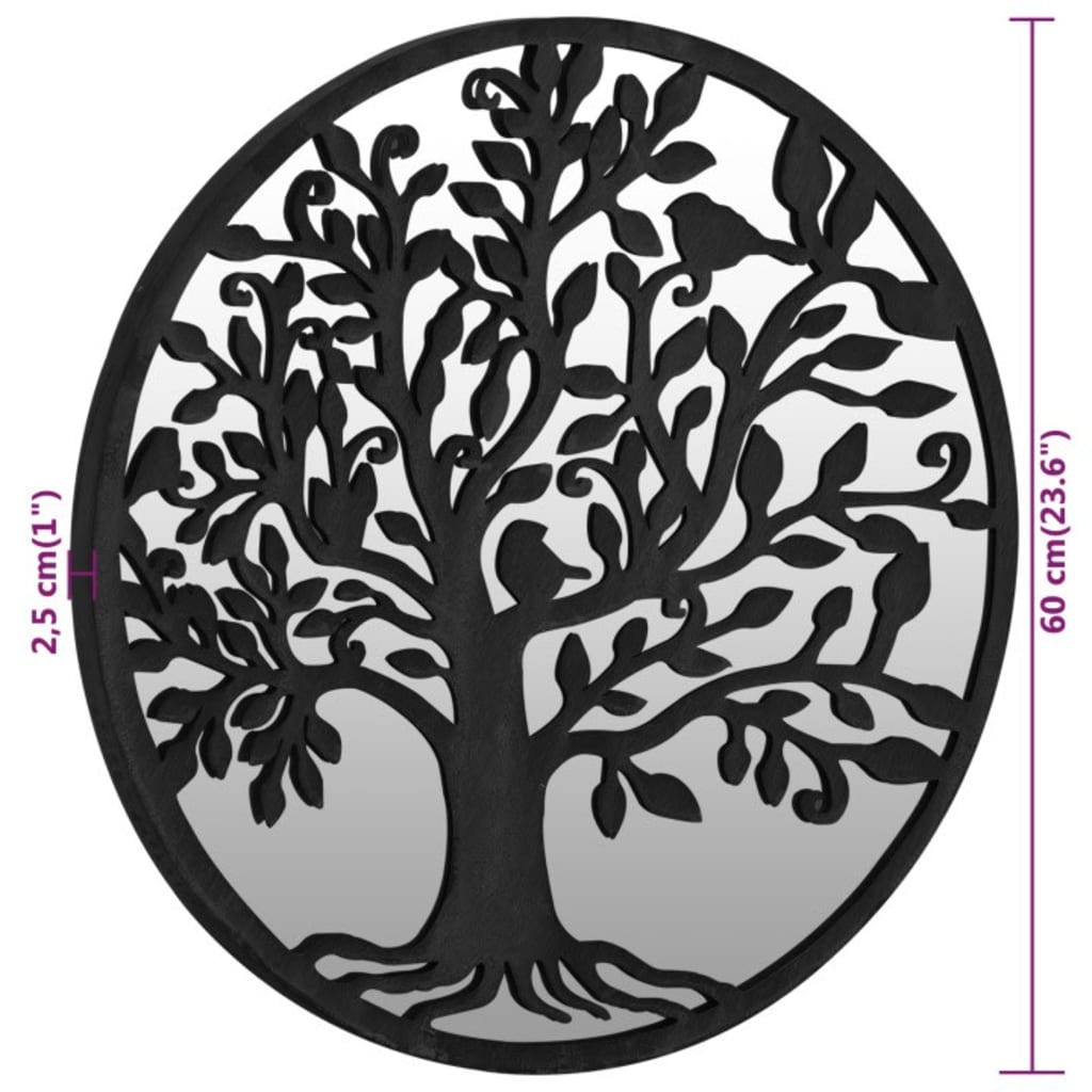 Veggspeil Svart 60x2,5 cm jern