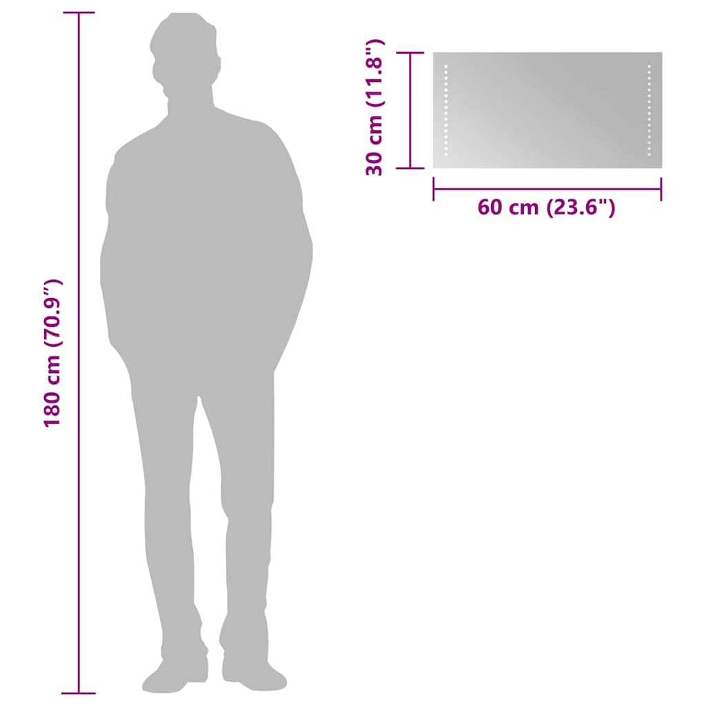 Baderomsspeil med LED 60x30 cm