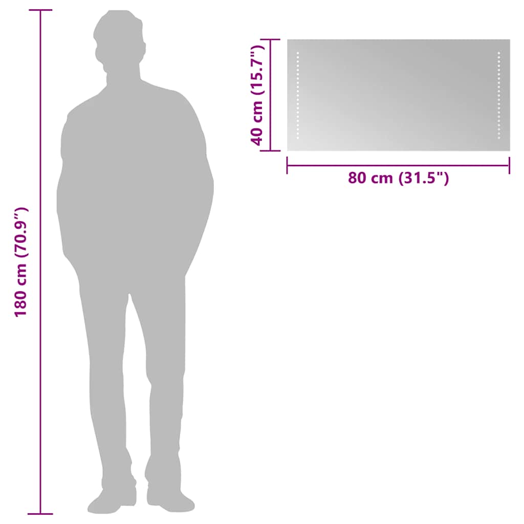 Baderomsspeil med LED 80x40 cm