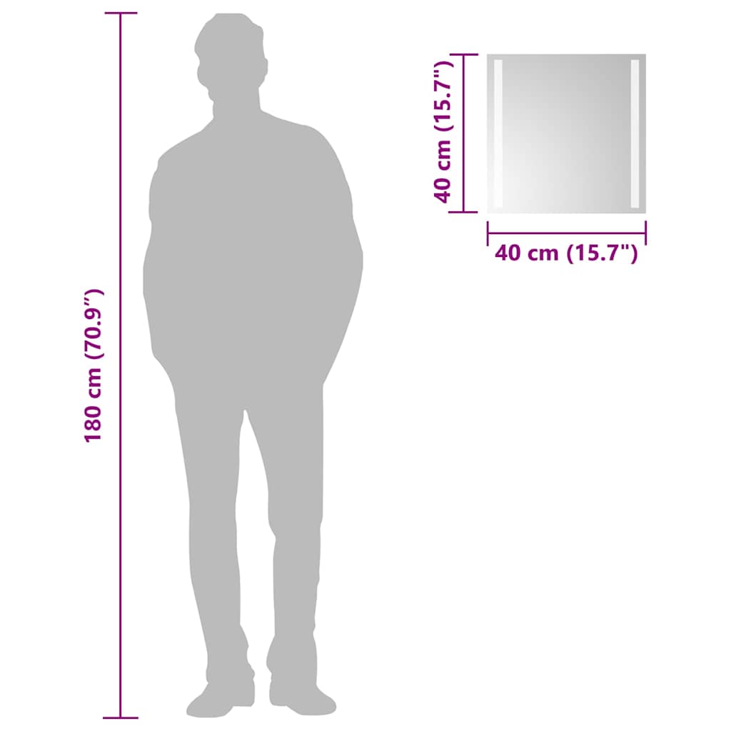 Baderomsspeil med LED 40x40 cm