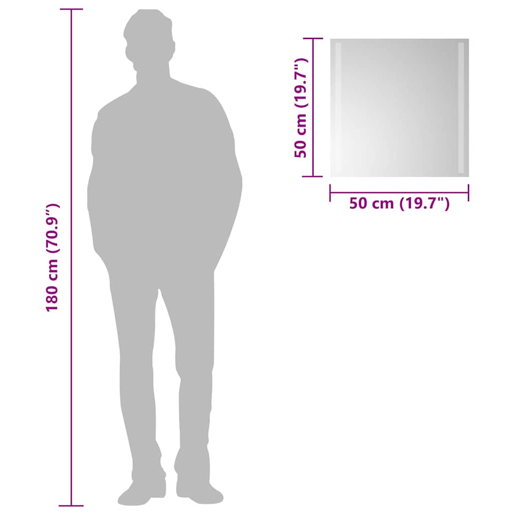 Baderomsspeil med LED 50x50 cm