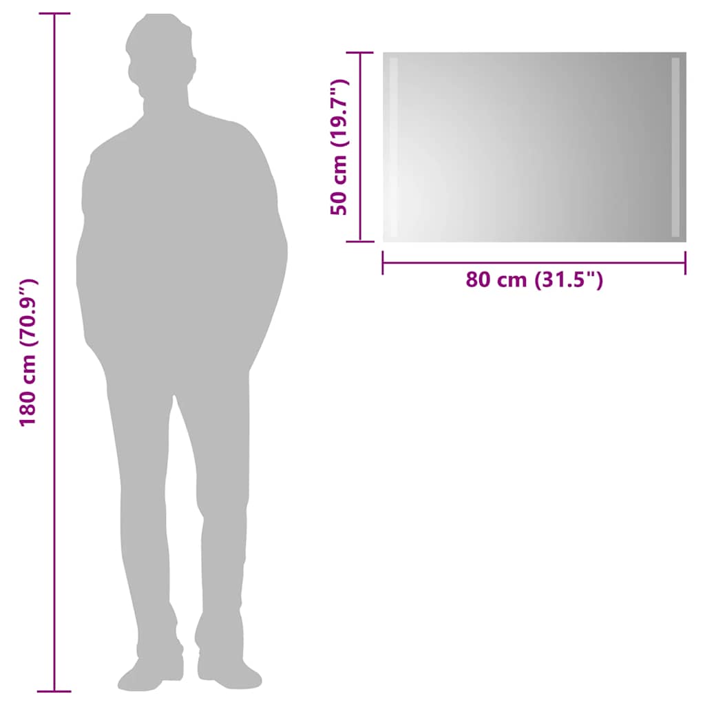 Baderomsspeil med LED 80x50 cm