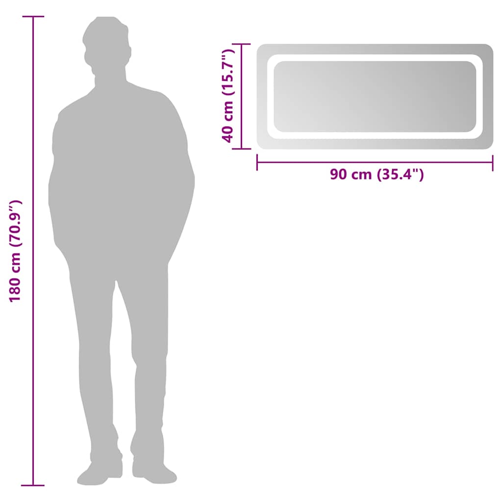 Baderomsspeil med LED 90x40 cm