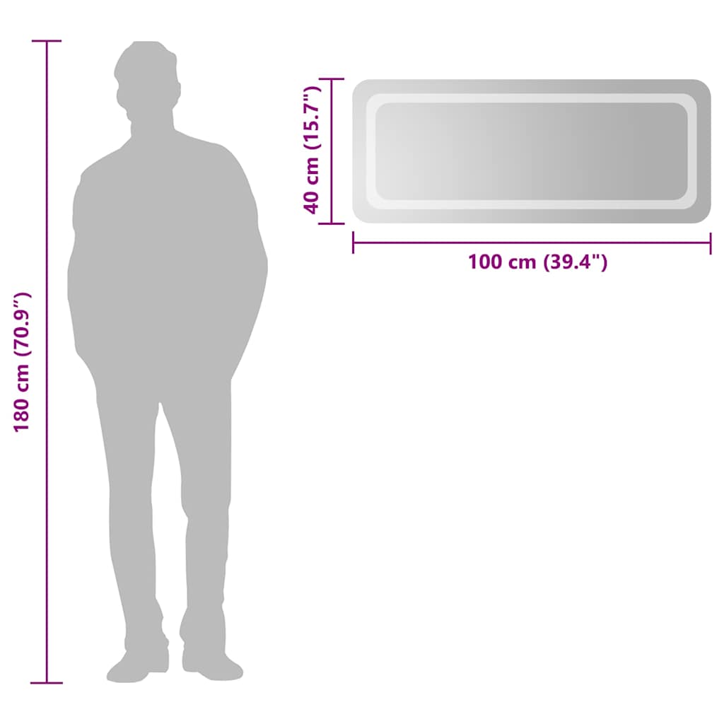 Baderomsspeil med LED 100x40 cm