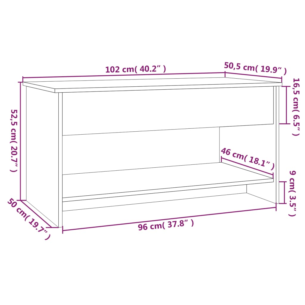 Salongbord Sofabord Hvit 102x50x52,5 cm