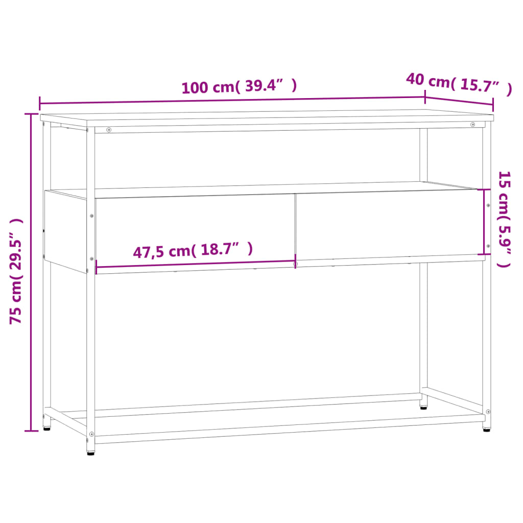 Avlastningsbord Konsollbord Sonoma Eik 100x40x75 cm