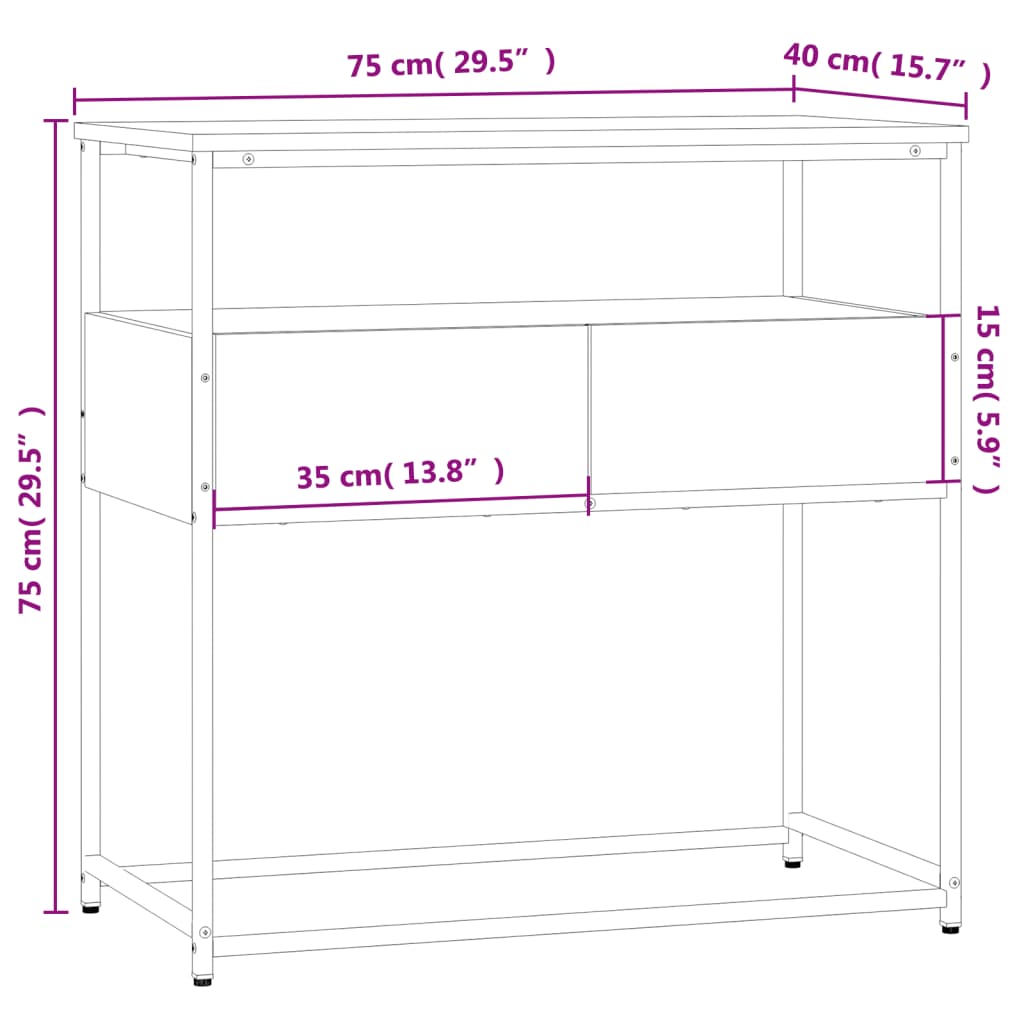 Avlastningsbord Konsollbord Sonoma Eik 75x40x75 cm