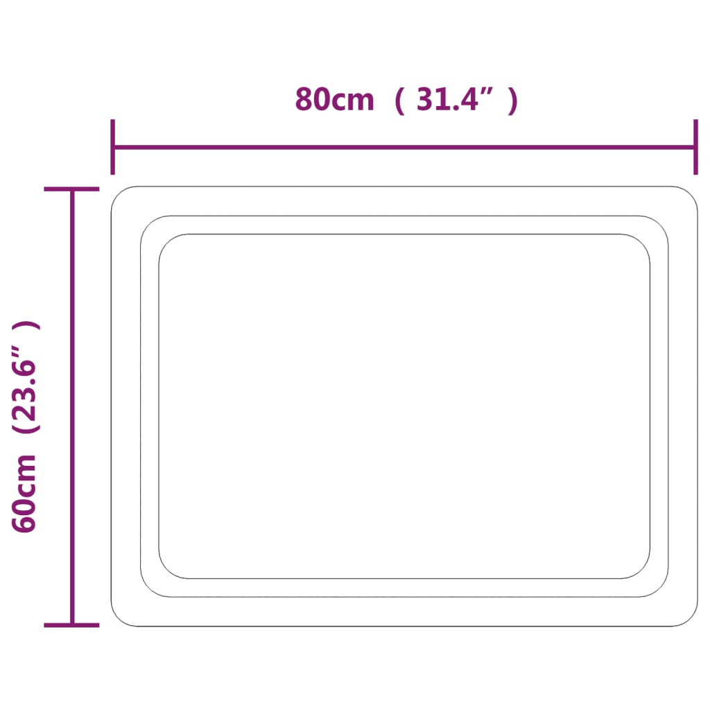 Baderomsspeil med LED 60x80 cm