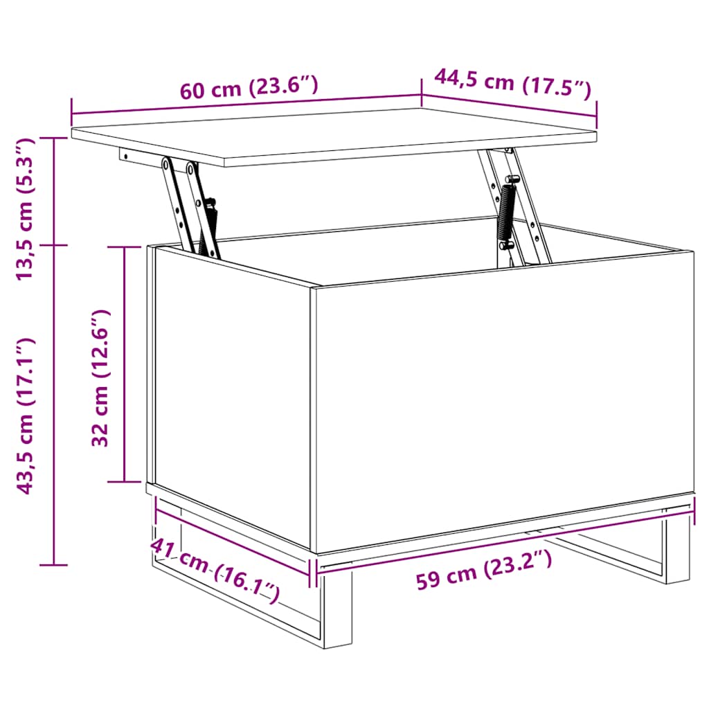 Salongbord Sofabord Hvit 60x44,5x45 cm