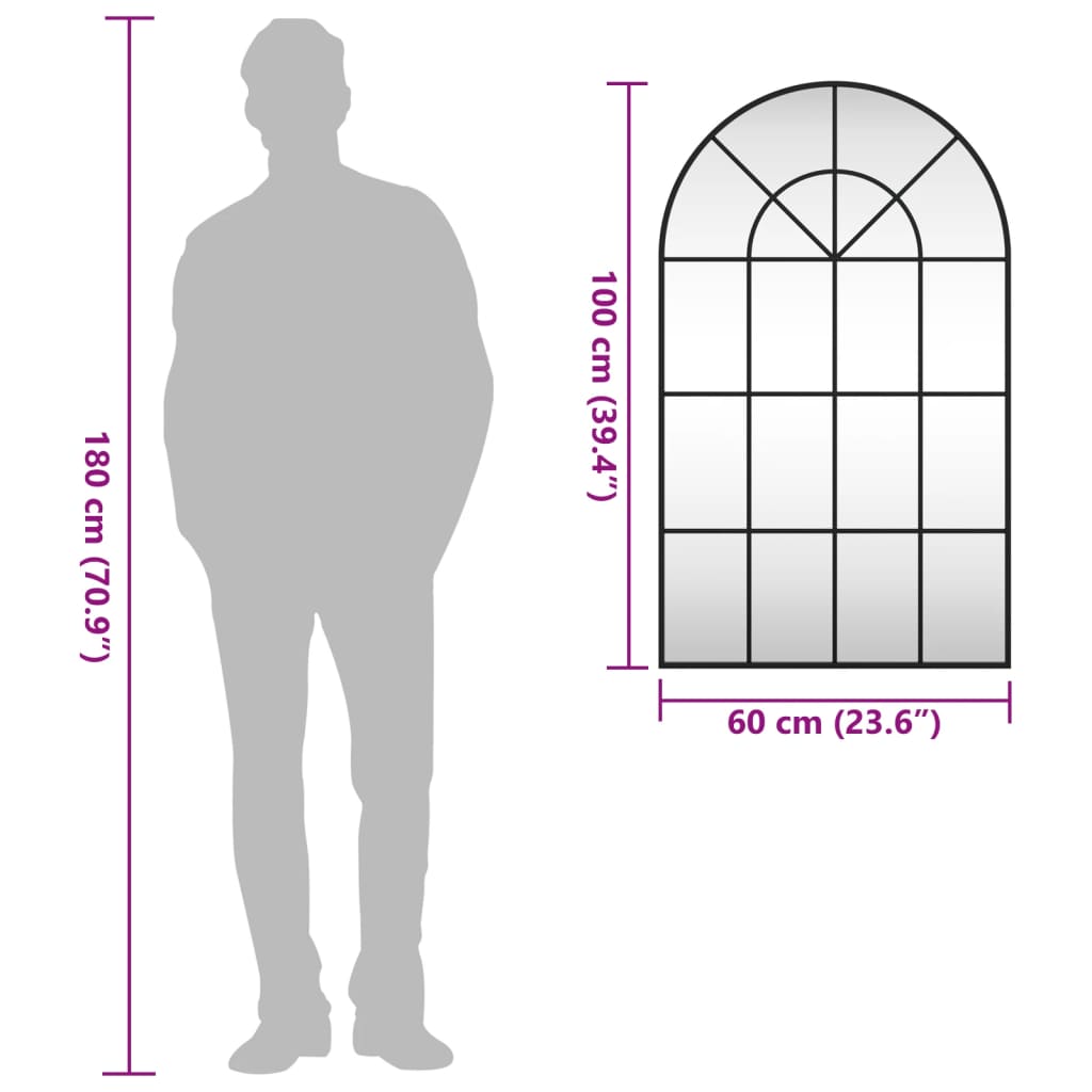 Veggspeil Svart 60x100 cm buet jern