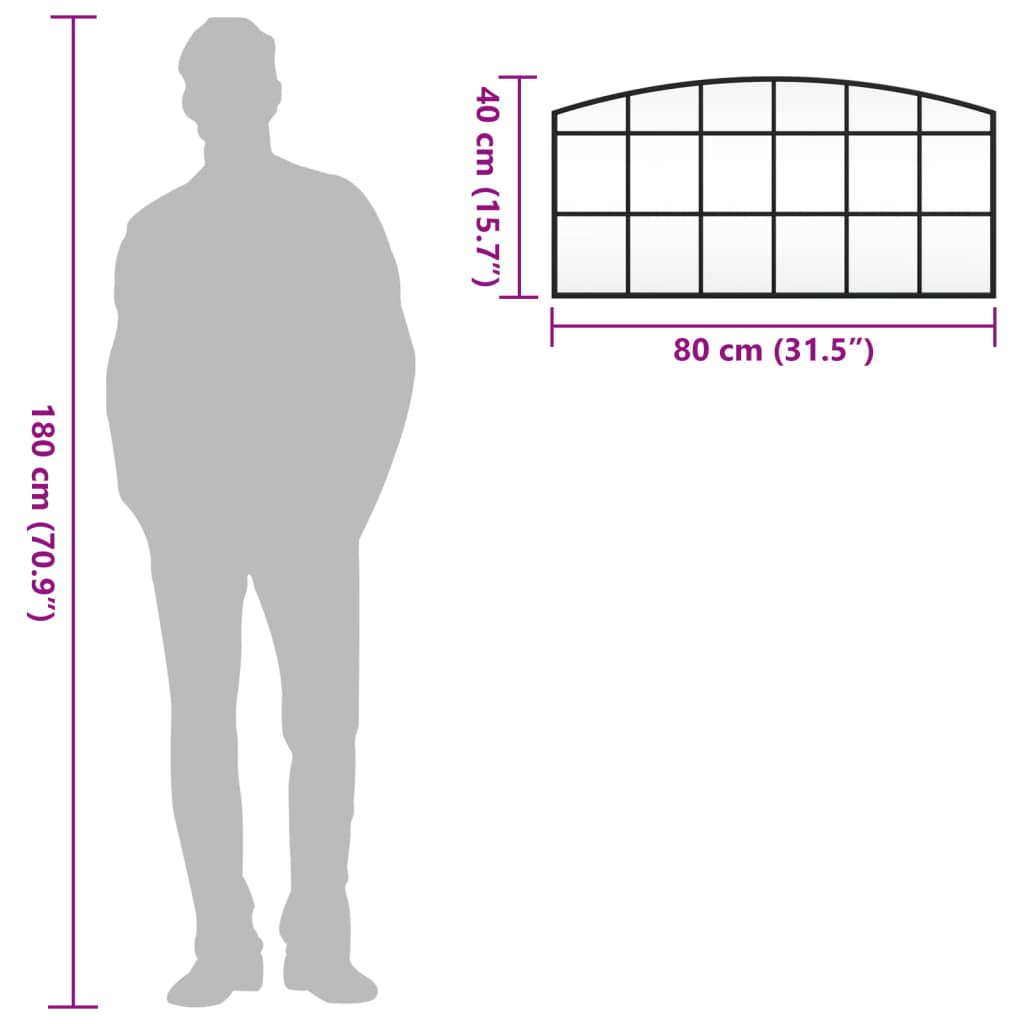 Veggspeil Svart 80x40 cm buet jern
