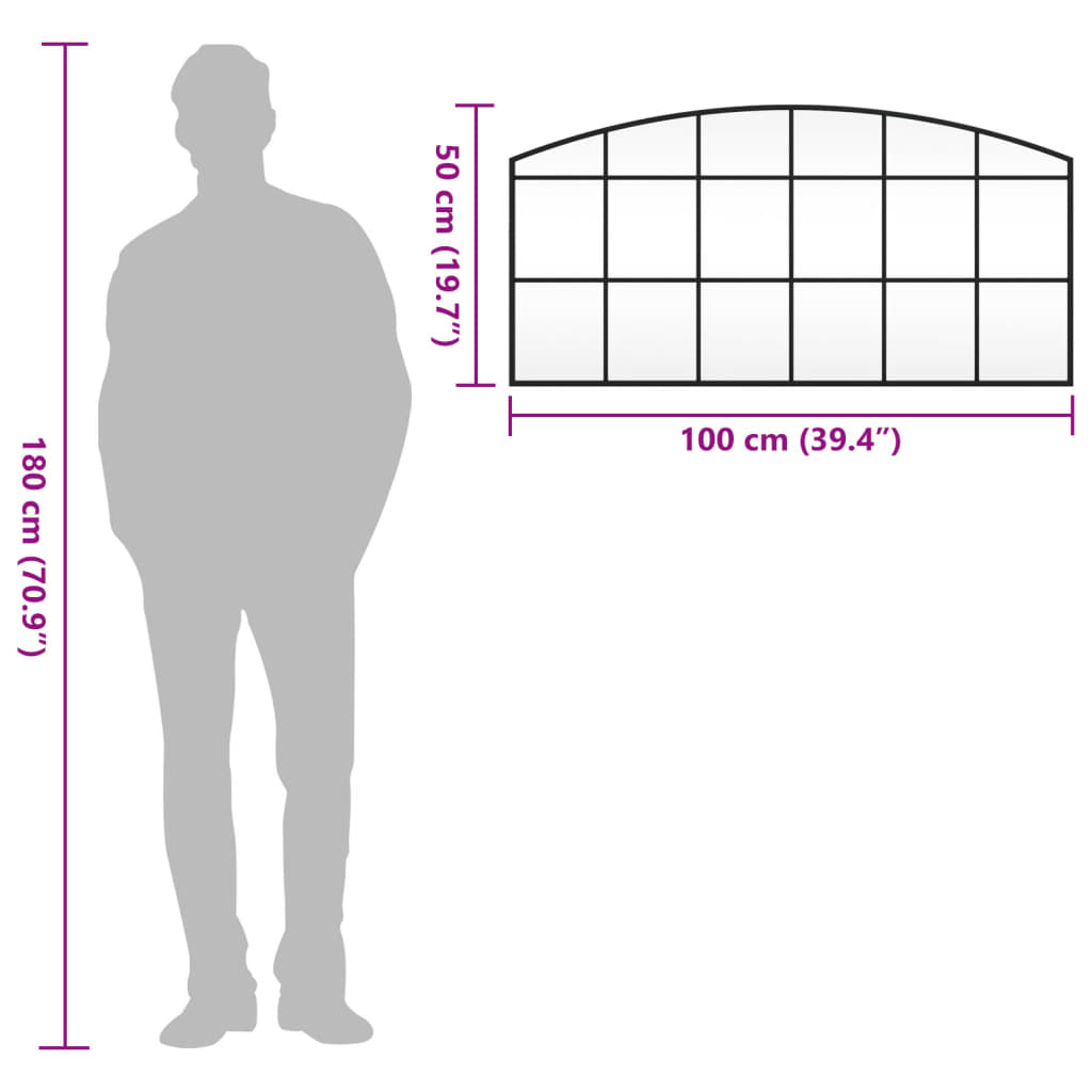 Veggspeil Svart 100x50 cm buet jern