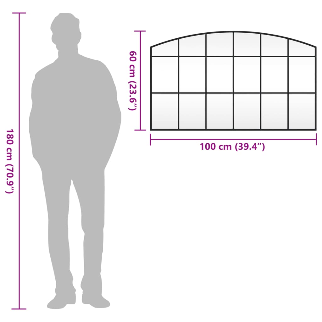 Veggspeil Svart 100x60 cm buet jern