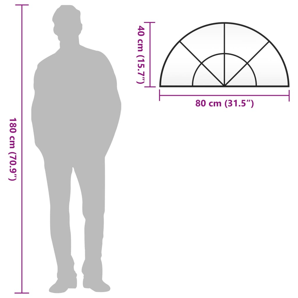 Veggspeil Svart 80x40 cm buet jern