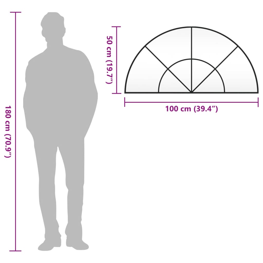 Veggspeil Svart 100x50 cm buet jern