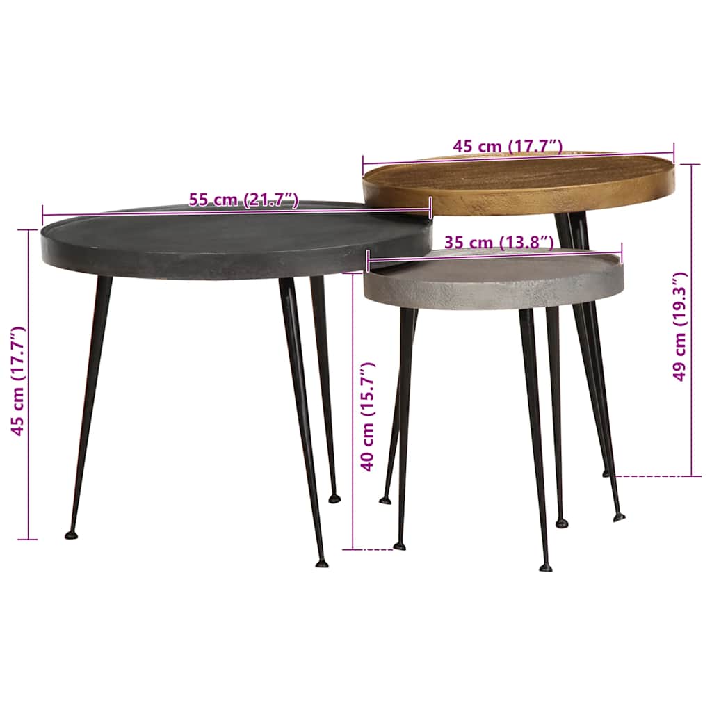 Salongbord Sofabord Tre 3 stk flerfarget