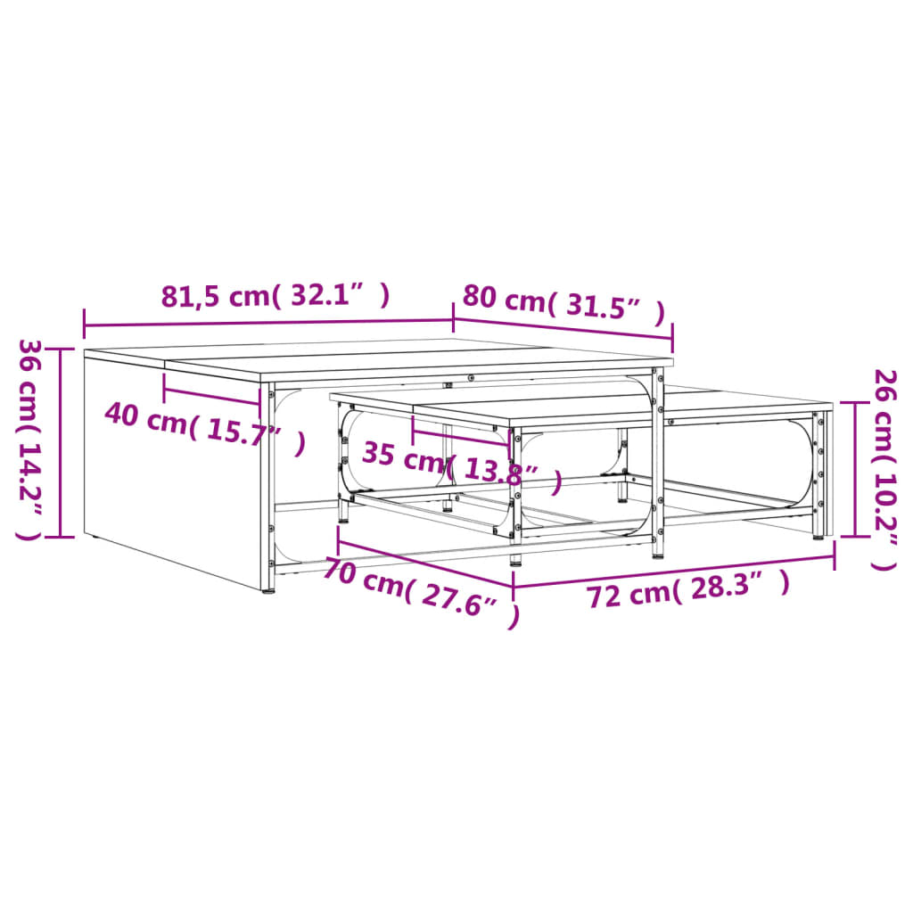 Salongbord Sofabord Sonoma Grå 2 stk