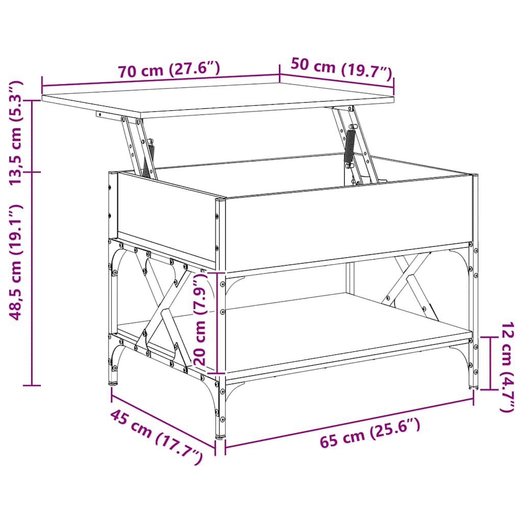 Salongbord Sofabord Røkt Eik 70x50x50 cm
