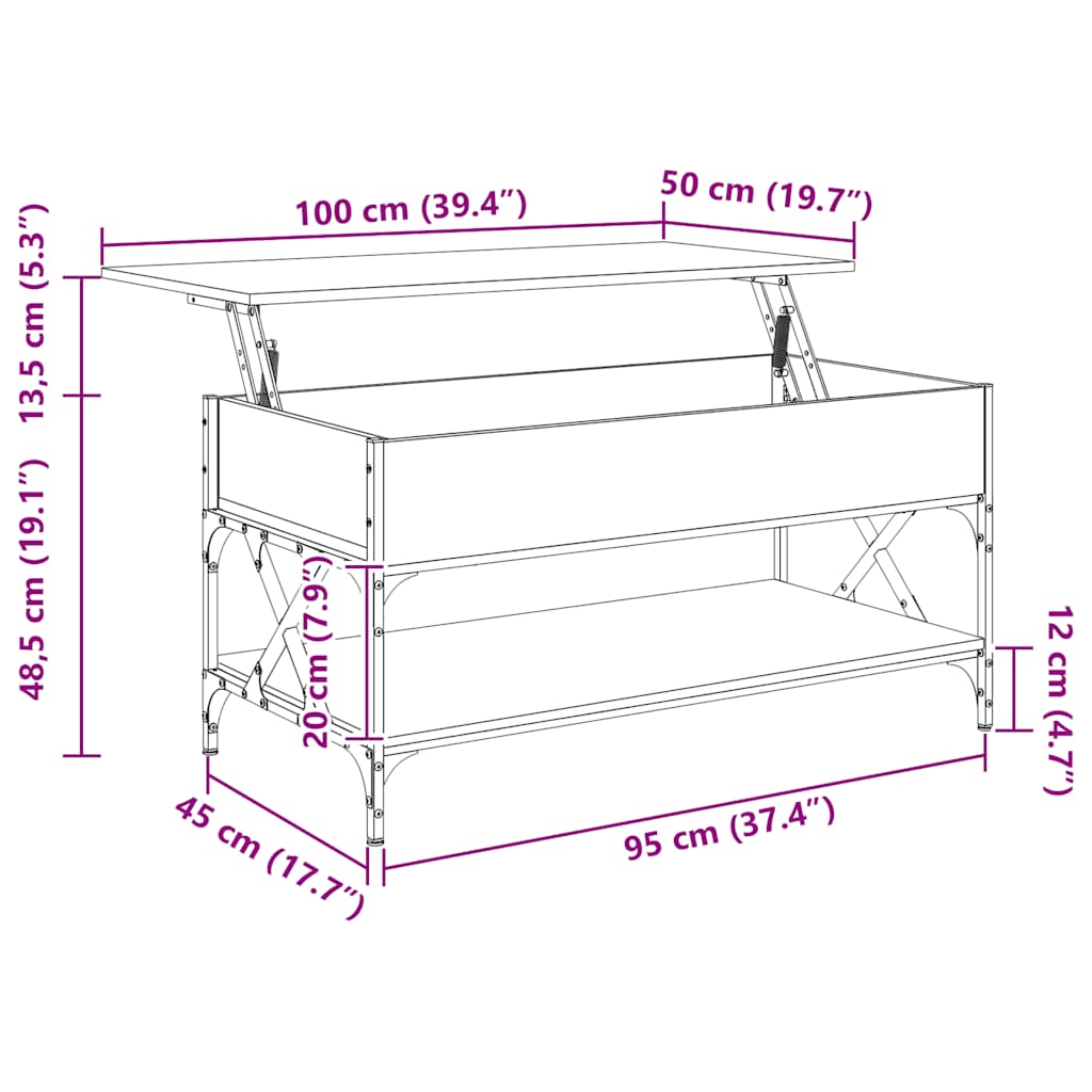 Salongbord Sofabord Sonoma Eik 100x55x50 cm