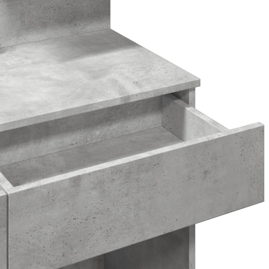 Sminkebord Betonggrå LED 100x40x130 cm