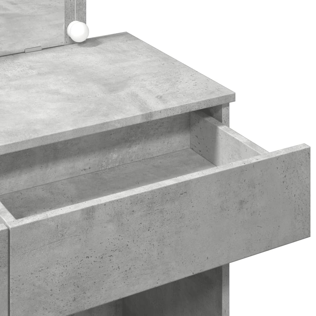 Sminkebord Betonggrå LED 100x40x120 cm