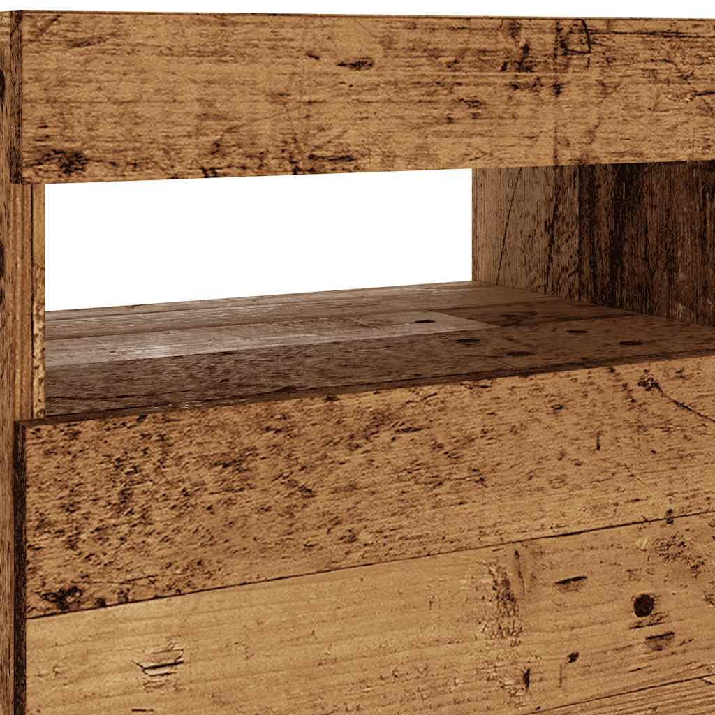 TV-Møbel Gammelt Tre TV-benk med LED-lys 90x35x40 cm