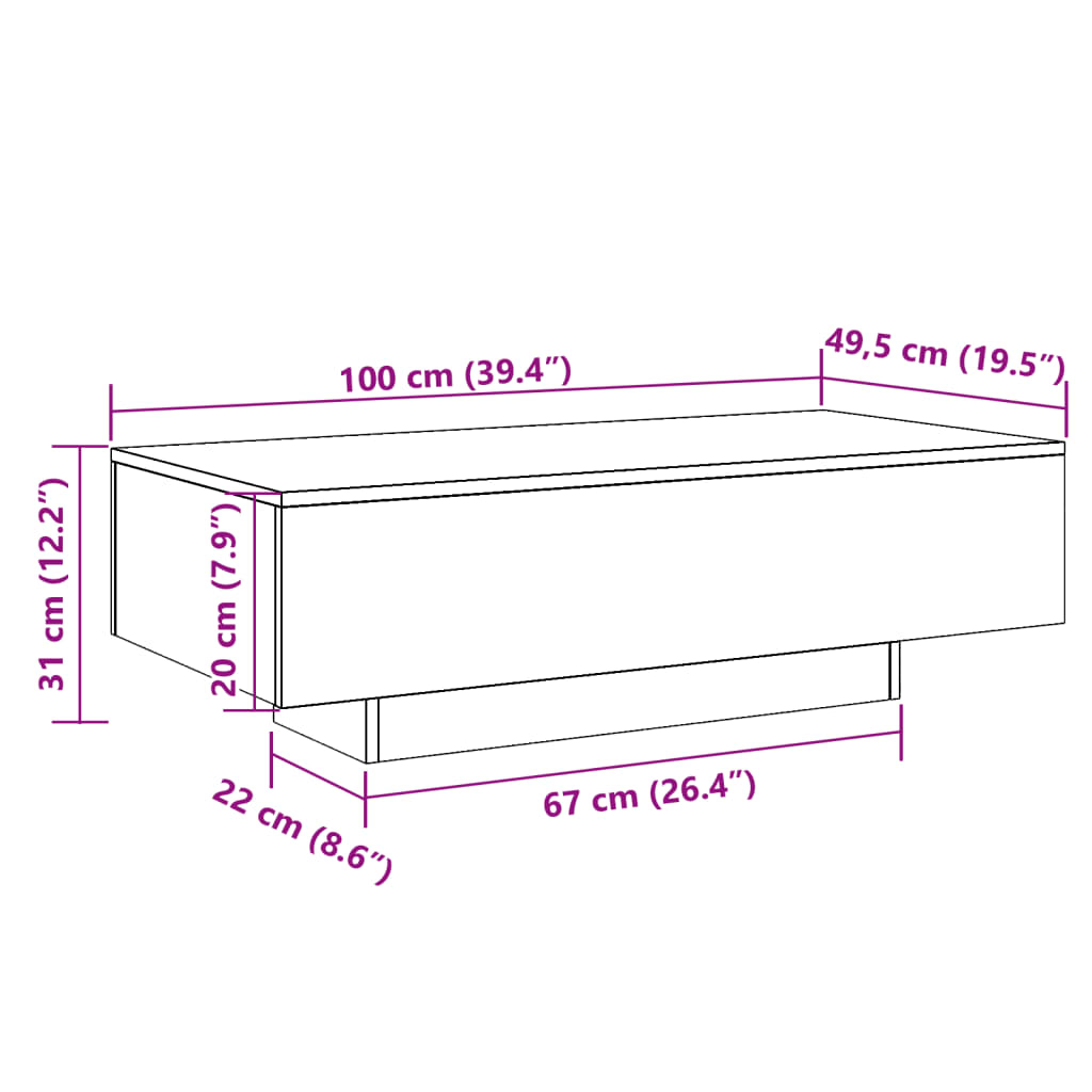 Salongbord Sofabord Gammelt Tre 100x49,5x31 cm