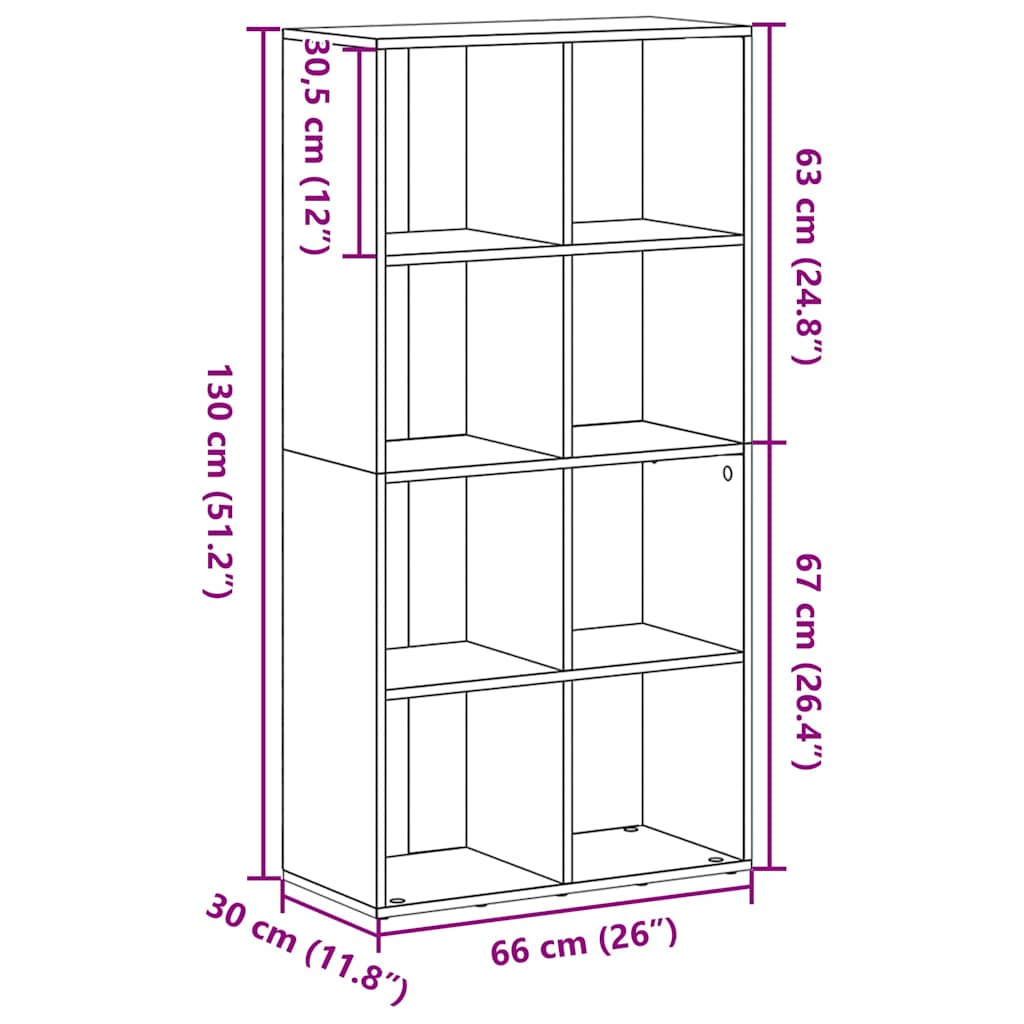 Bokhylle Svart Eik 66x30x130 cm