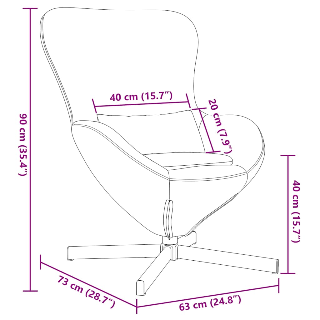 Lenestol Krem Eggstol 63 x 73 x 90 cm Fløyel
