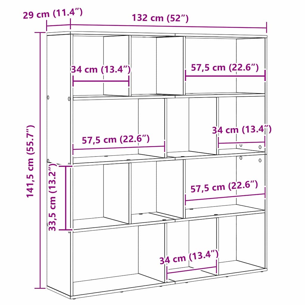Bokhylle Svart Eik 132 x 29 x 141.5 cm