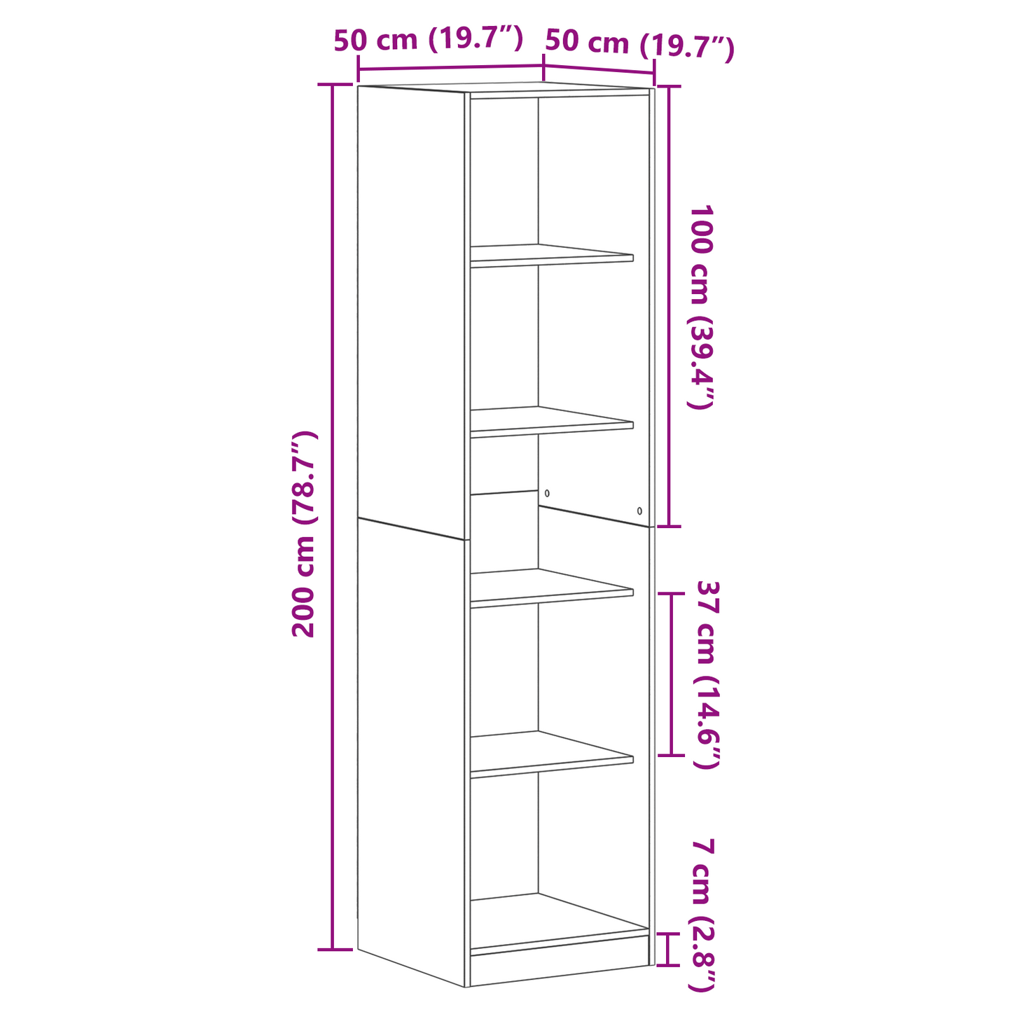Skap Svart Eik 50x50x200 cm