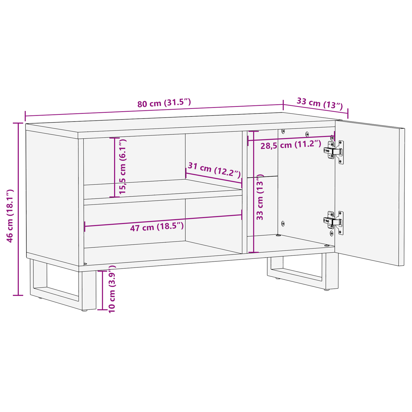 Kommode Brun 80x31.5x46 cm solid Tre mangotre