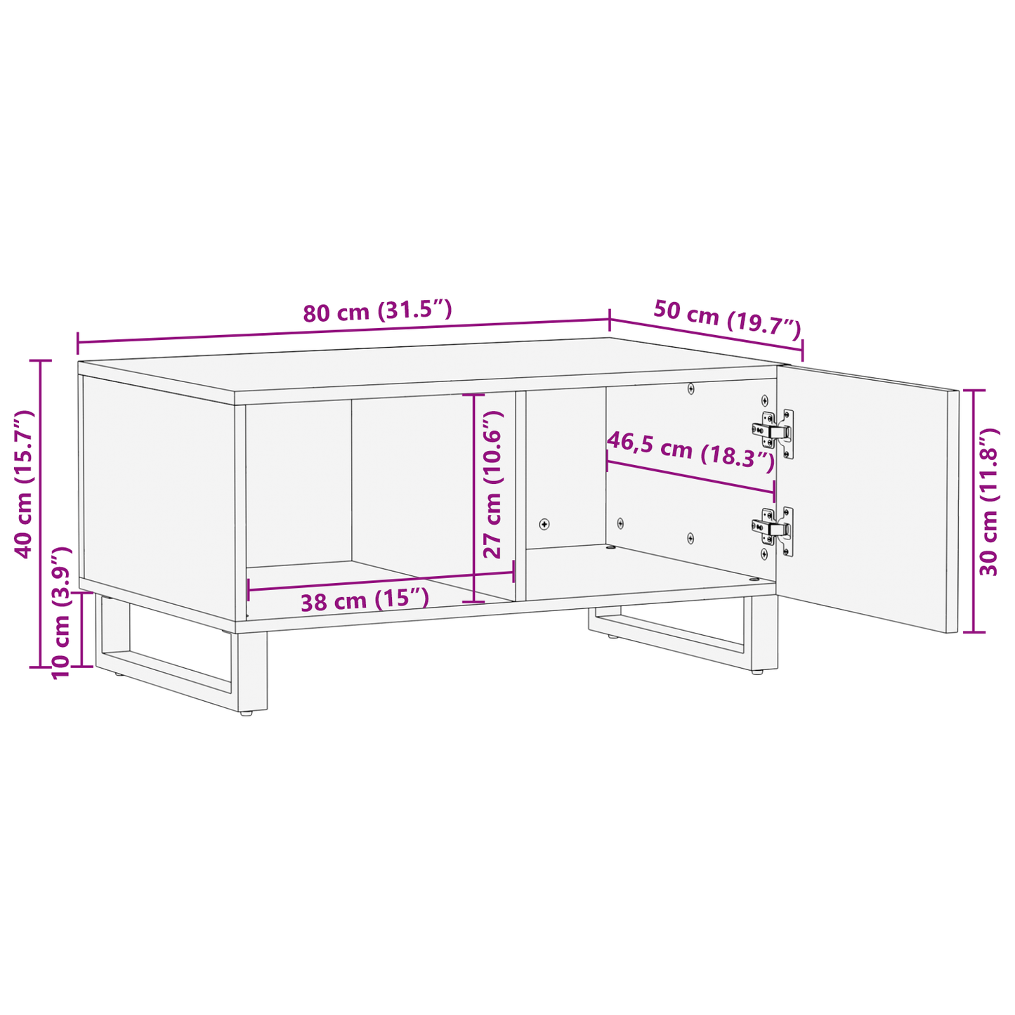 Salongbord Sofabord Tre 80x50x40 cm Massivt Tre Mangotre &