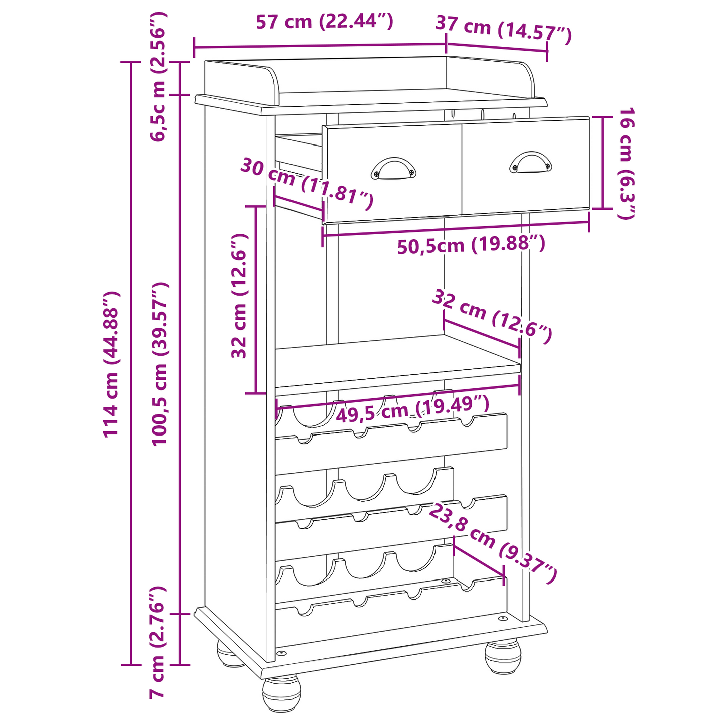 Vinstativ Vinskap ASKIM med 12 Flaskebeholdere Honningbrun Solid Tre Furu
