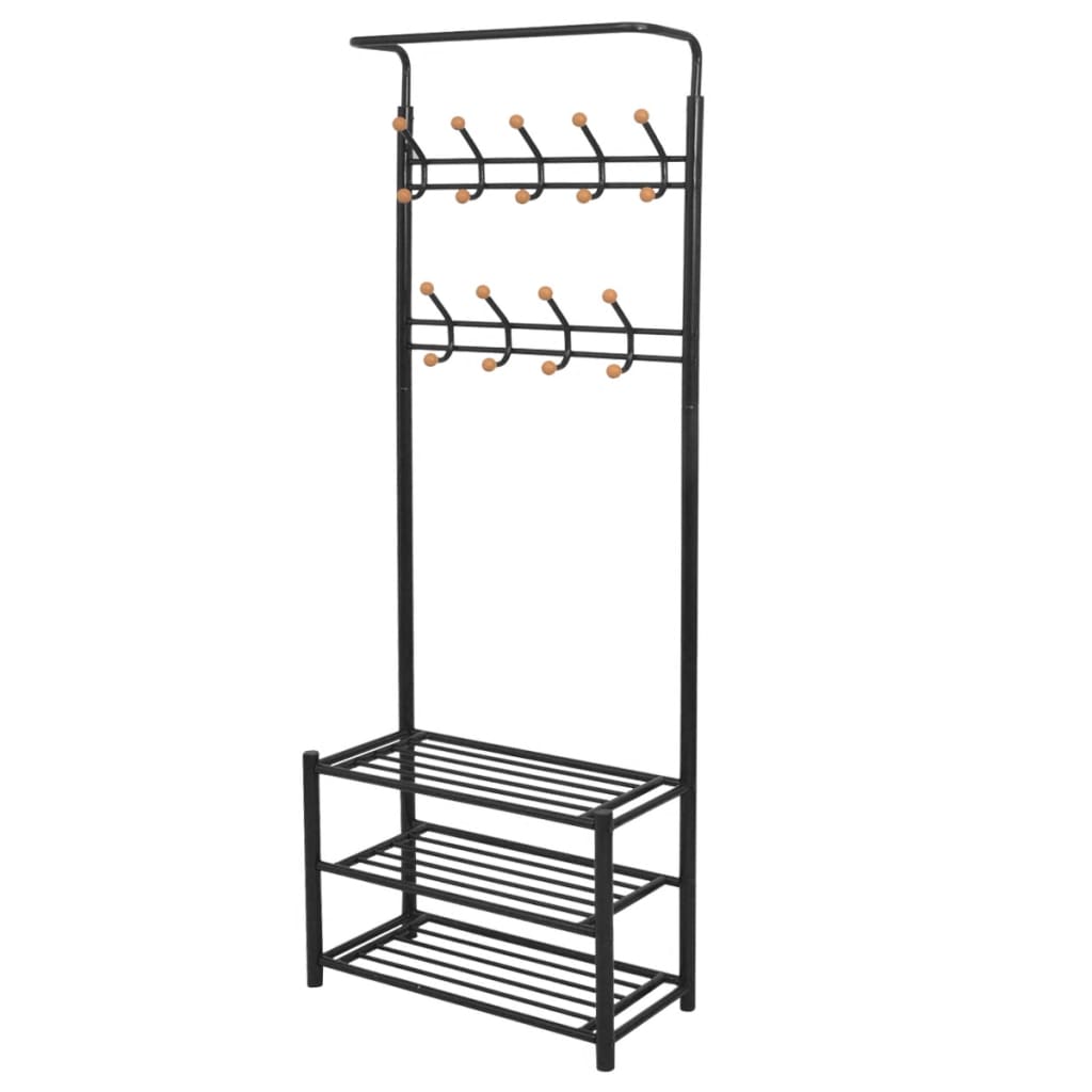 Garderobestativ Klesstativ med skohylle 68x32x182,5 cm svart