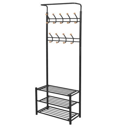 Garderobestativ Klesstativ med skohylle 68x32x182,5 cm svart