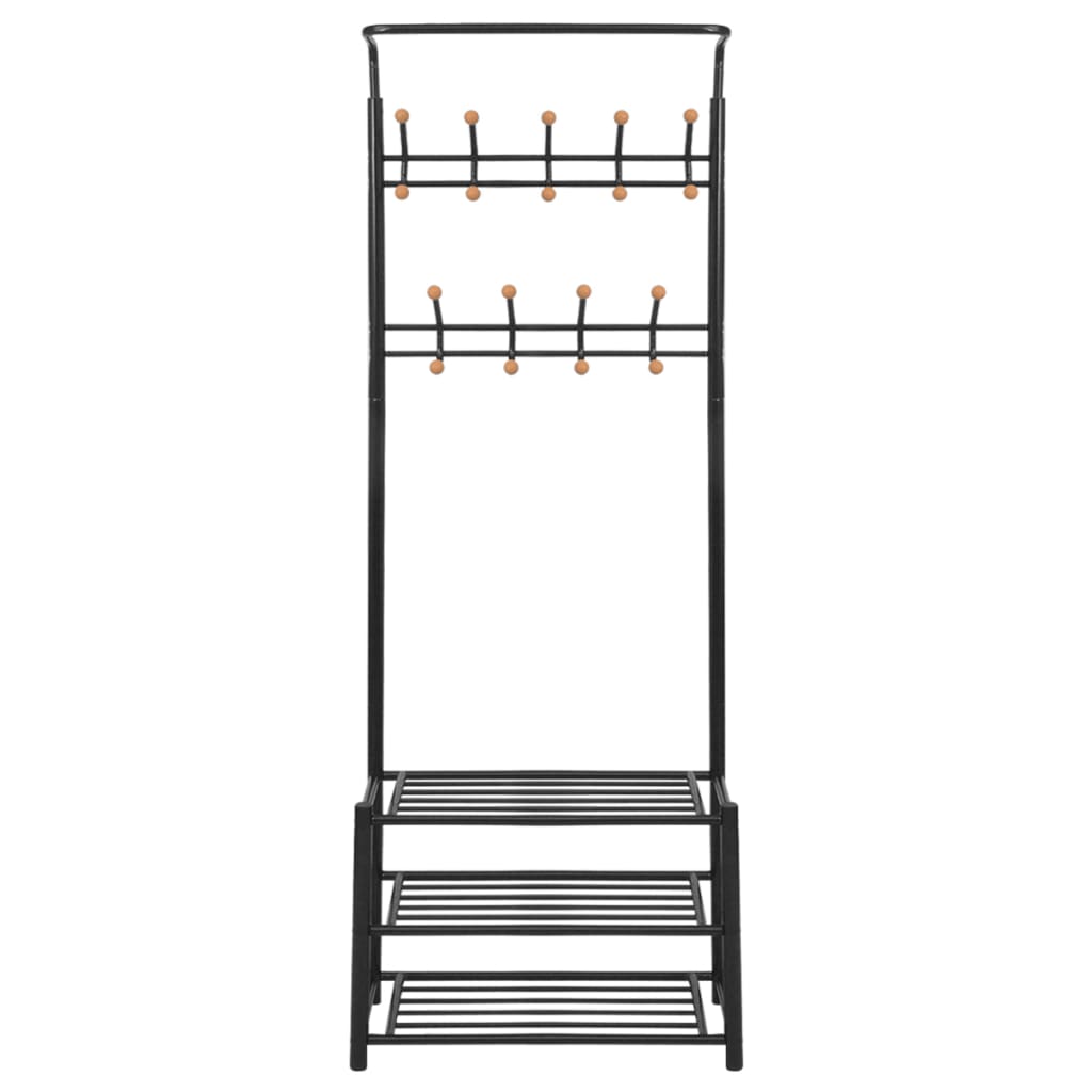 Garderobestativ Klesstativ med skohylle 68x32x182,5 cm svart