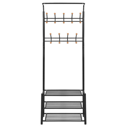 Garderobestativ Klesstativ med skohylle 68x32x182,5 cm svart