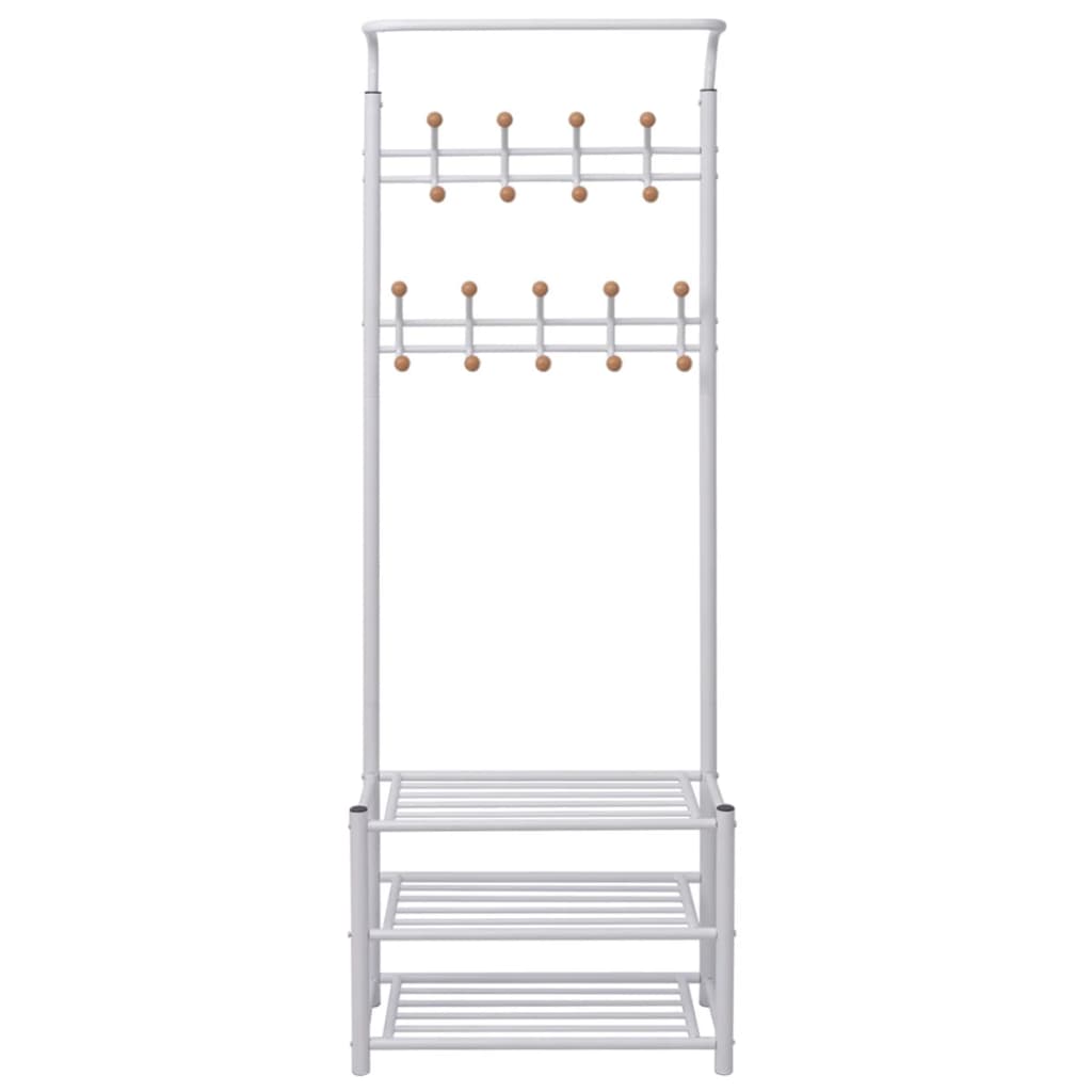 Garderobestativ Klesstativ med skohylle 68x32x182,5 cm hvit