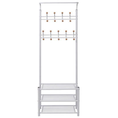 Garderobestativ Klesstativ med skohylle 68x32x182,5 cm hvit