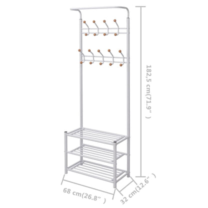 Garderobestativ Klesstativ med skohylle 68x32x182,5 cm hvit