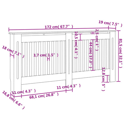 Radiatordeksel hvit MDF 172 cm