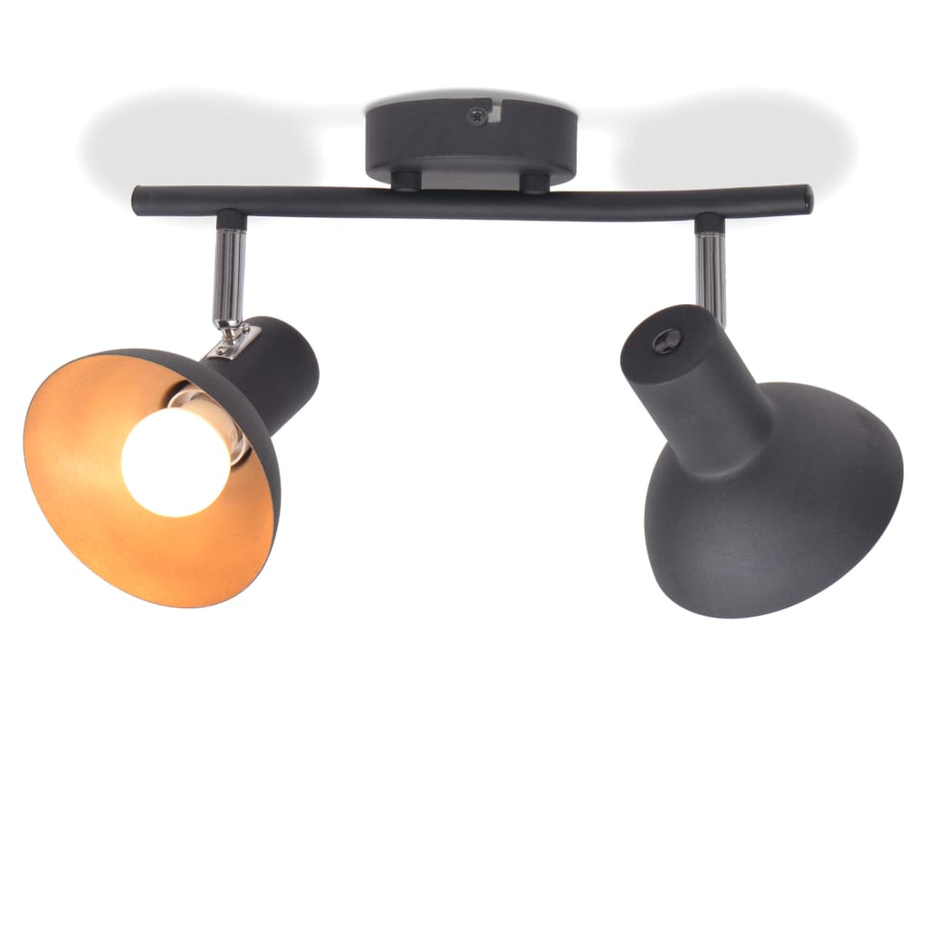 Taklampe for 2 pærer E27 svart and gull